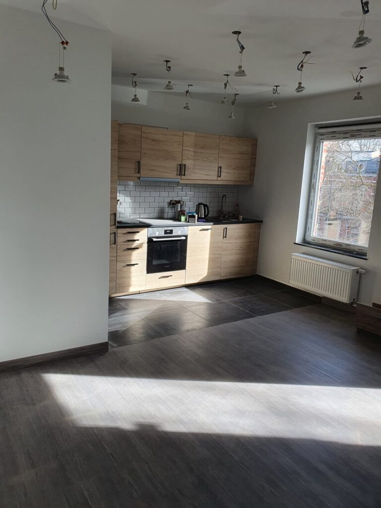 Cuisine ouverte sur séjour après rénovation complète